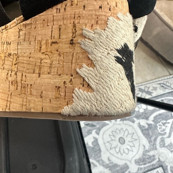 Naughty Monkey Virago Black Platform Wedge Sandals with Embroidery 8 Boho Indie - Picture 7 of 10